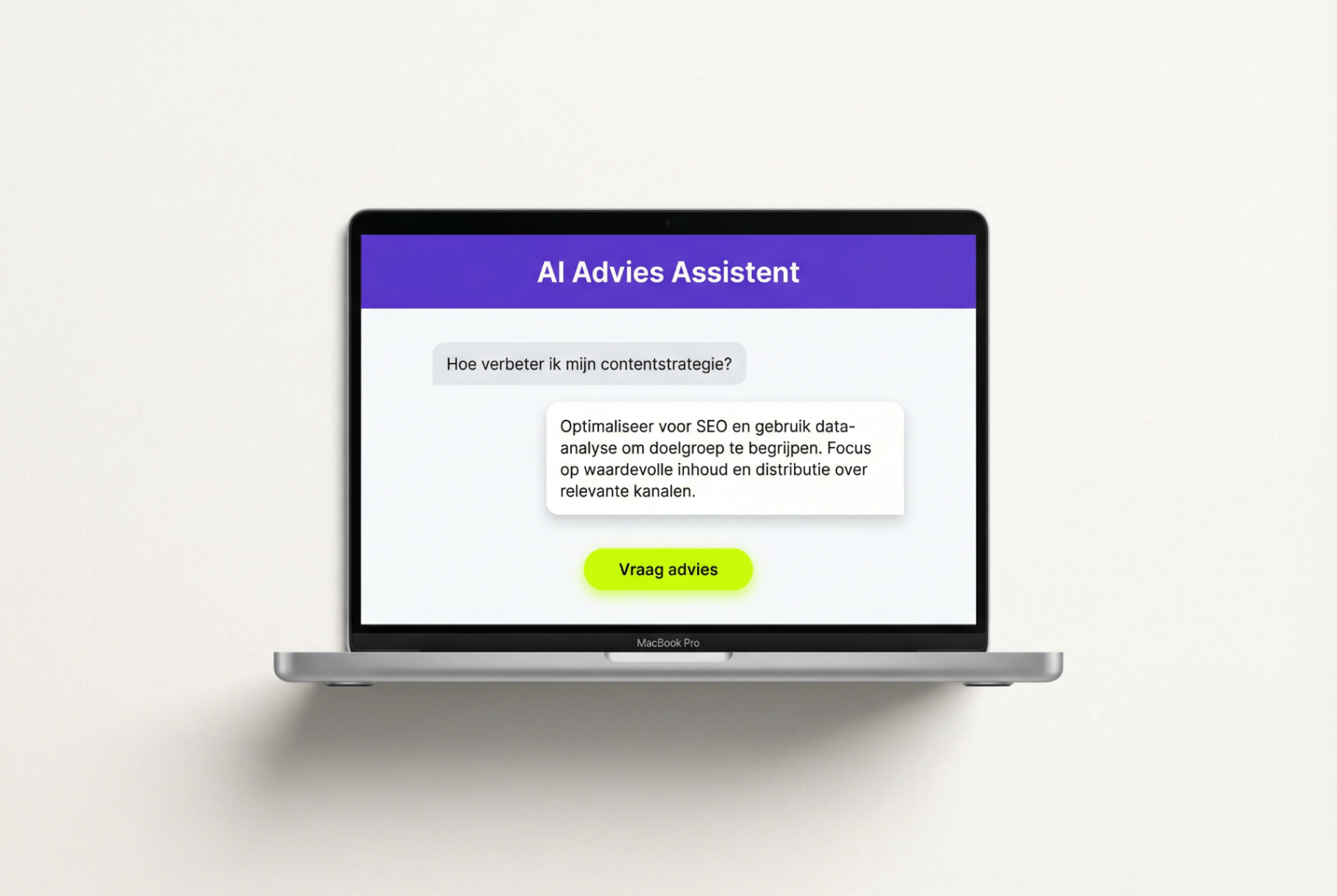AI Advies Assistent prototype op een MacBook